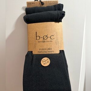 b.o.c. Black Fleece Lined Footless Tights - 2 Pack